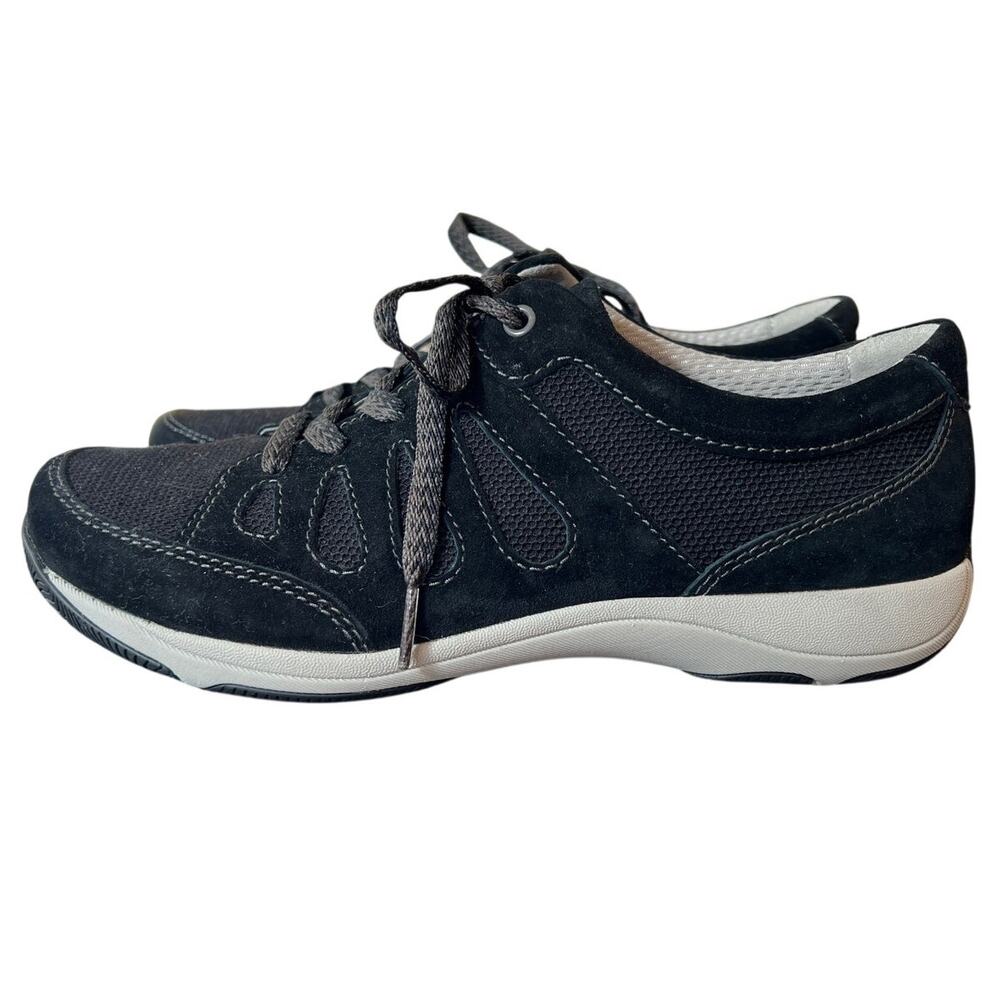 Dansko Heather Black Suede Bungee Lace Comfort Walking Shoes Sneakers Women 39
